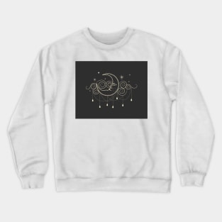 Dreamy Moon and Stars Illustration Crewneck Sweatshirt